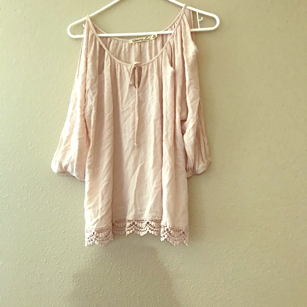 Off the shoulder light pink crop top